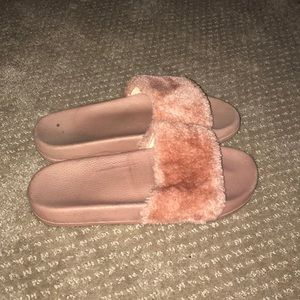 pink fluffy slides